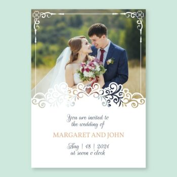 Free Vector | Template wedding invitation with photo