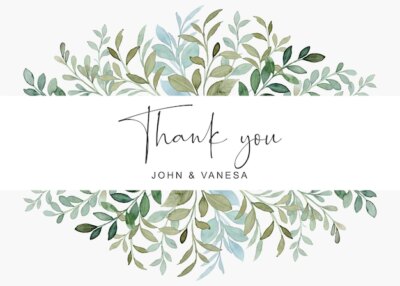 Free Vector | Thank you card with greenery foliage watercolor