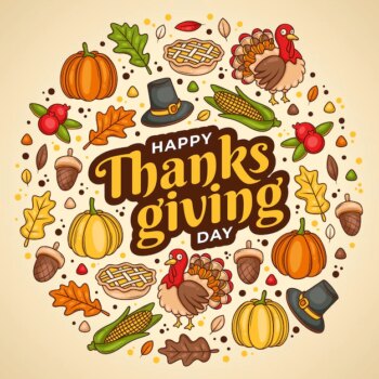 Free Vector | Thanksgiving background hand drawn design