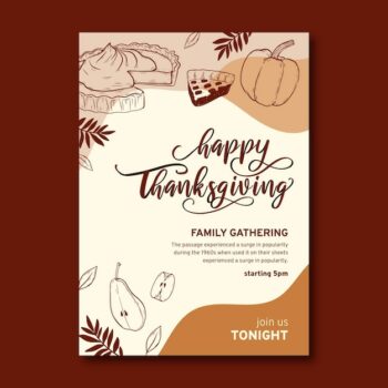 Free Vector | Thanksgiving celebration invitation template