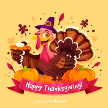Free Vector | Thanksgiving day background in flat design with turkey