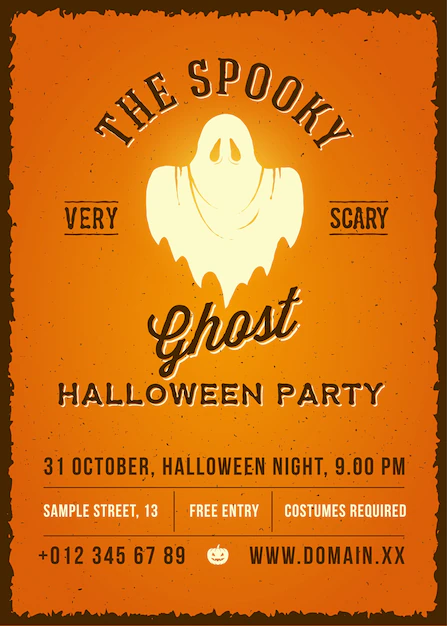 Free Vector | The spooky glowing ghost abstract  vintage poster, card or flyer.