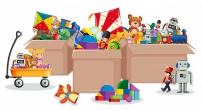 Free Vector | Three boxes full of toys