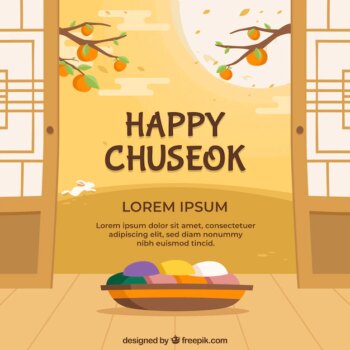 Free Vector | Traditional chuseok background in flat style