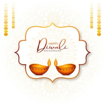 Free Vector | Traditional indian festival diwali with lamps card background