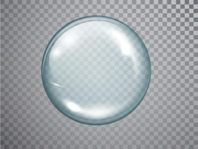 Free Vector | Transparent glass sphere with glares and shadow. realistic 3d glass spherical ball isolated.