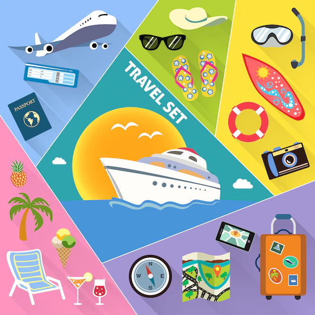 Free Vector | Travel flat icons set