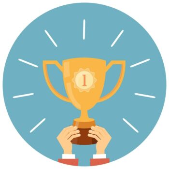 Free Vector | Trophy, hands holding winner cup vector illustration in flat style