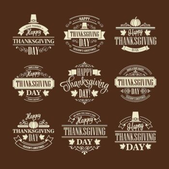 Free Vector | Typographic thanksgiving design set. vector illustration eps 10
