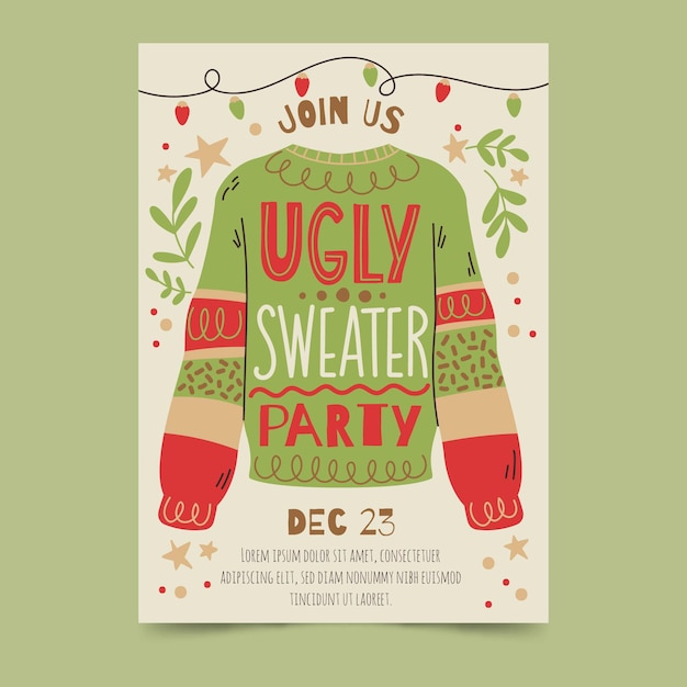 Free Vector | Ugly sweater party invitation template