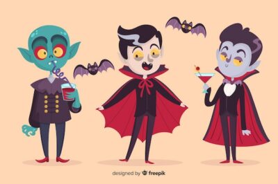 Free Vector | Variety of dracula vampire characters