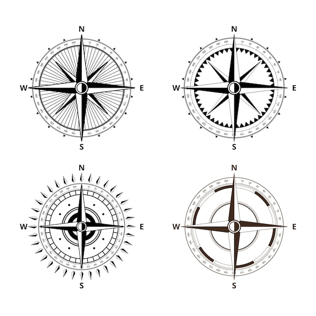 Free Vector | Vector compass rose with north, south, east and west indicated