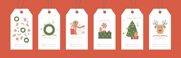 Free Vector | Vector illustration. set of christmas gift tags.