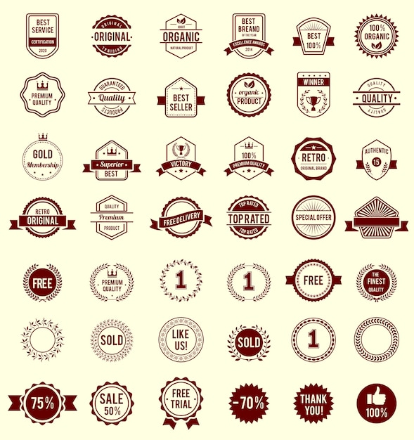 Free Vector | Vector variety design maroon retro vintage badges isolated