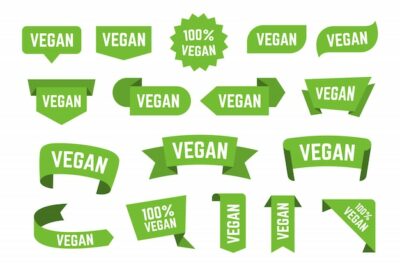 Free Vector | Veggie bio diet logos flat icon collection