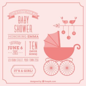 Free Vector | Vintage baby shower card for girl