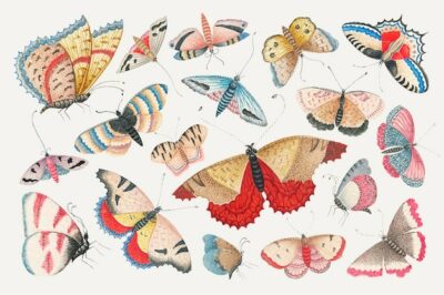 Free Vector | Vintage butterfly and moth watercolor illustration  set, remixed from the 18th-century artworks from the smithsonian archive.