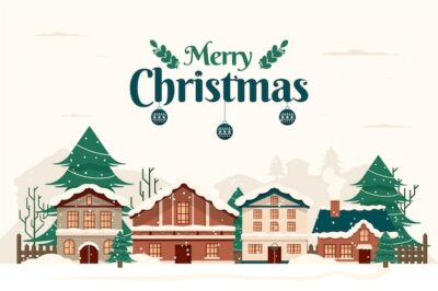 Free Vector | Vintage christmas town
