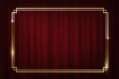 Free Vector | Vintage golden border isolated on red curtain background