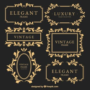 Free Vector | Vintage golden frames set