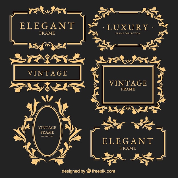 Free Vector | Vintage golden frames set