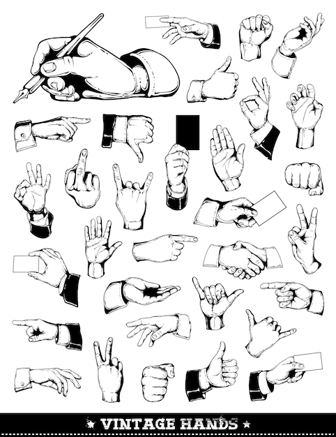 Free Vector | Vintage hands collection