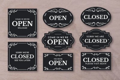 Free Vector | Vintage open and closed signboard pack