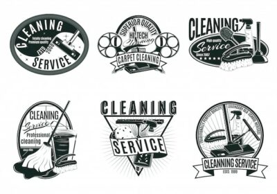 Free Vector | Vintage professional cleaning service labels set