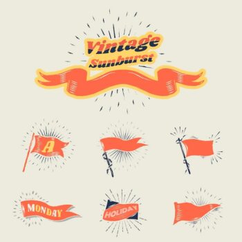 Free Vector | Vintage sunburst flags