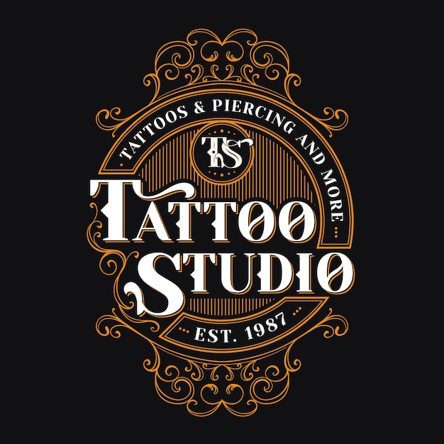 Free Vector | Vintage tattoo studio logo template
