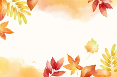 Free Vector | Watercolor autumn background with leaves