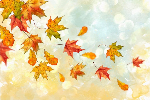 Free Vector | Watercolor autumn leaves falling