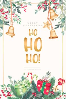 Free Vector | Watercolor christmas card with beautiful ornaments