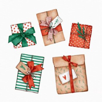 Free Vector | Watercolor christmas gift collection