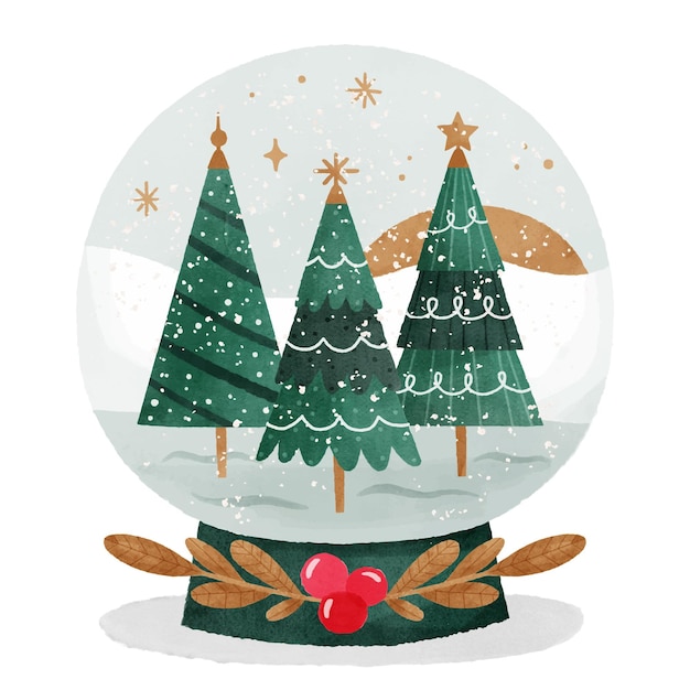 Free Vector | Watercolor christmas snowball globe