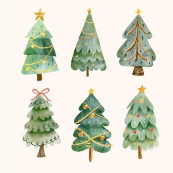Free Vector | Watercolor christmas trees collection