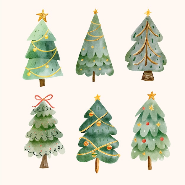 Free Vector | Watercolor christmas trees collection