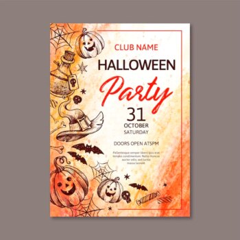 Free Vector | Watercolor halloween party poster template