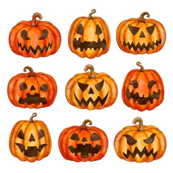 Free Vector | Watercolor halloween pumpkins collection
