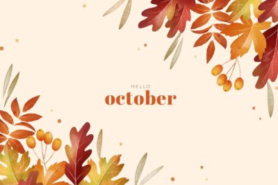 Free Vector | Watercolor hello october background for autumn celebration