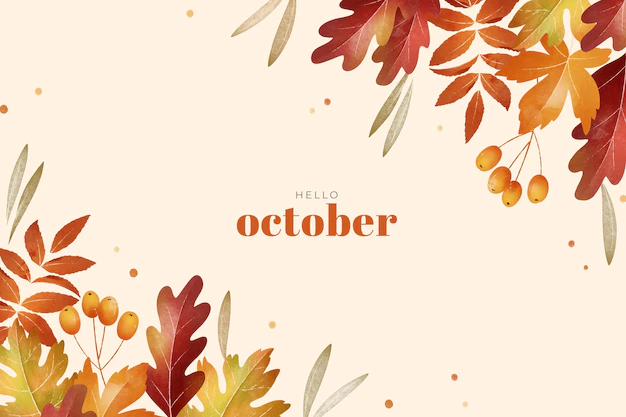 Free Vector | Watercolor hello october background for autumn celebration