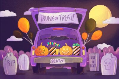 Free Vector | Watercolor trunk or treat background