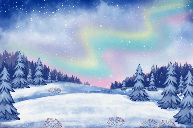 Free Vector | Watercolor winter landscape