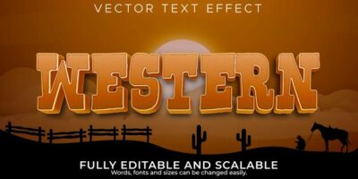 Free Vector | Western text effect, editable cowboy and wild text style