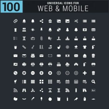 Free Vector | White 100 universal web icons set