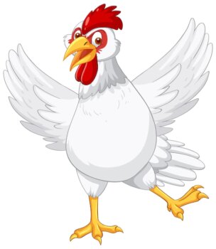 Free Vector | White chicken spreading wings cartoon character