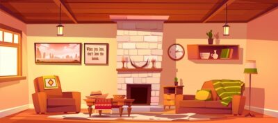 Free Vector | Wild west living room empty western style interior