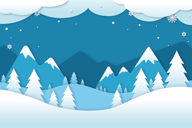 Free Vector | Winter landscape in paper style