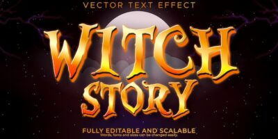 Free Vector | Witch horror text effect editable magic and halloween text style