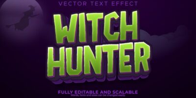 Free Vector | Witch hunter text effect editable wizard and magic text style